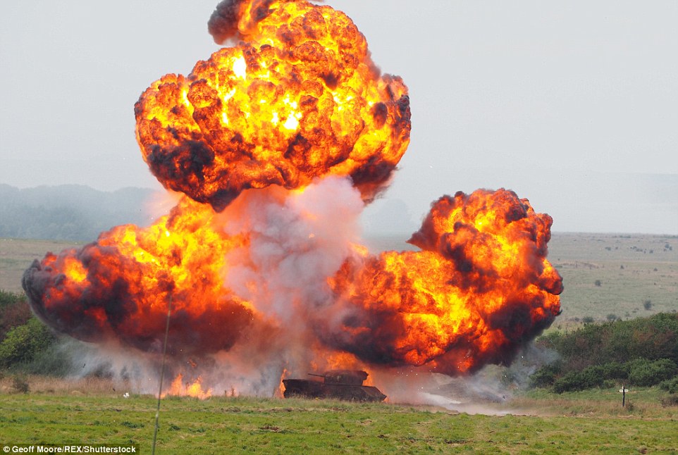 According to the MOD, pyrotechnic charges were planted around the battlefield to put on a good display for the guests