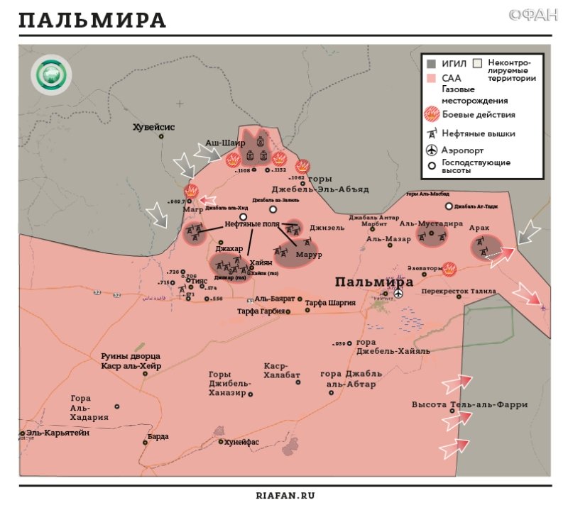 Атаки террористов ИГ на газовые поля Пальмиры приведут к развалу Сирии