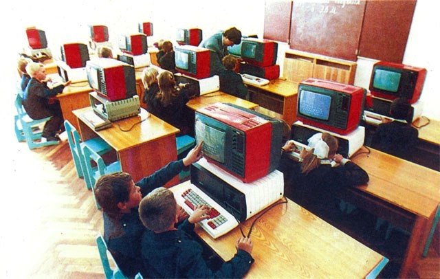 Урок информатики в советской школе, СССР, 1980–е. вещи., время, история, люди, фото