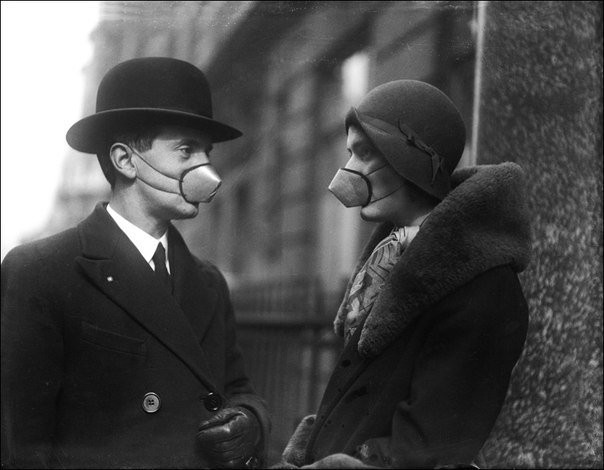 Антигрипповые маски, 1920-е. вещи., время, история, люди, фото